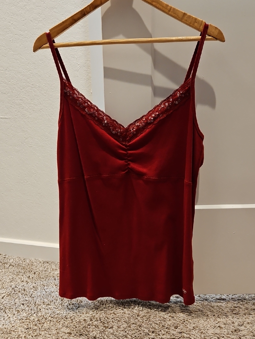 Hollister Burgundy Lace-Trim Cami Tank